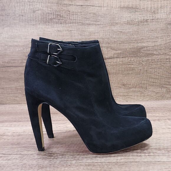 Sam Edelman Kit Women's Size 8.5M Black Suede Ankle Booties (READ) - Picture 1 of 13
